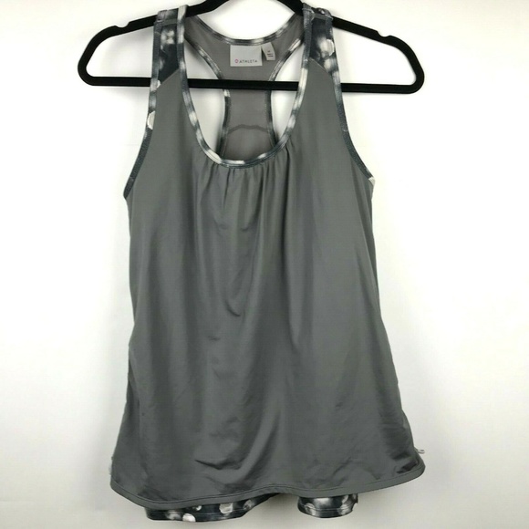 Athleta Womens Royal Pigeon Gray Ruched Tank Top M - Picture 1 of 7